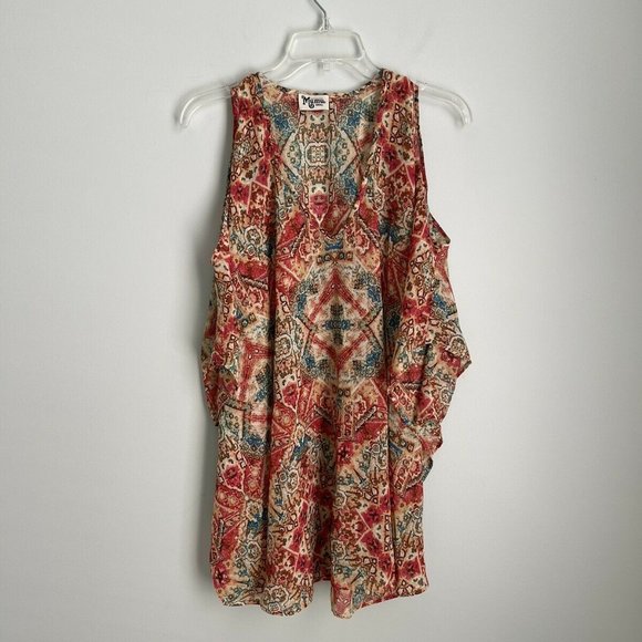 Show Me Your Mumu Peta Boo Tunic Cold Shoulder in Santiago Sandstone - Picture 1 of 5